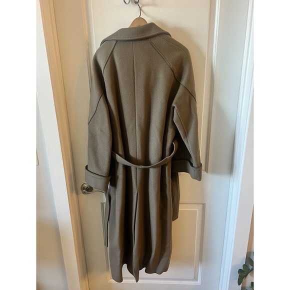 Domino New York Vtg 100% Pure Wool Vented Wrap Coat w/ Piping & Cuffs Size 16 - Picture 3 of 8